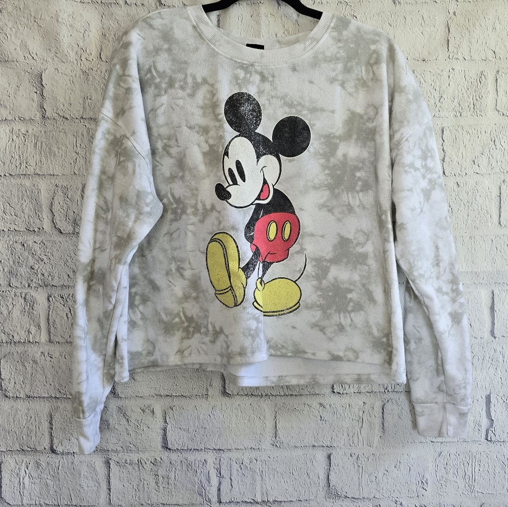 Vintage Disney Mickey Mouse Tie Dye‎ Cropped Sweatshirt XL